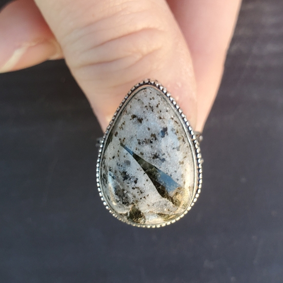New Green Tourmaline In Quartz 925 Silver Ring. - Picture 12 of 13
